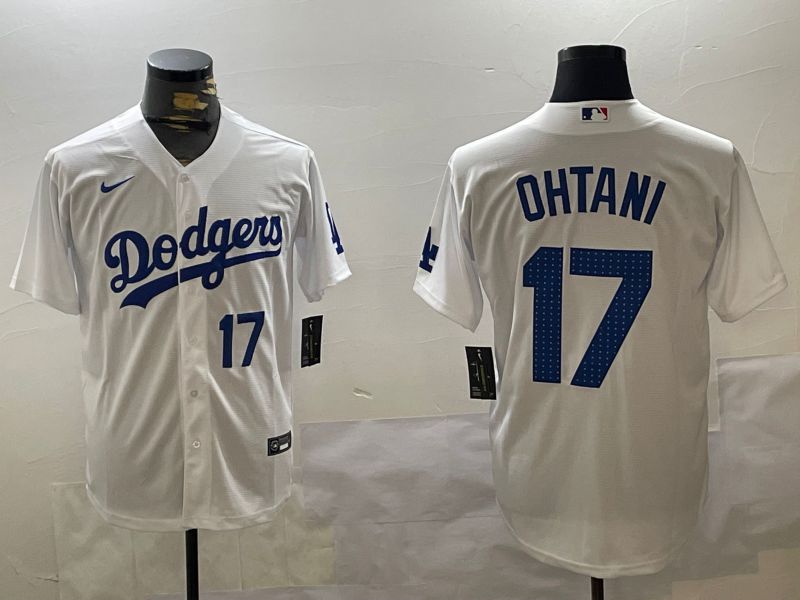 Men Los Angeles Dodgers #17 Ohtani White Game 2024 Nike MLB Jersey style 11205